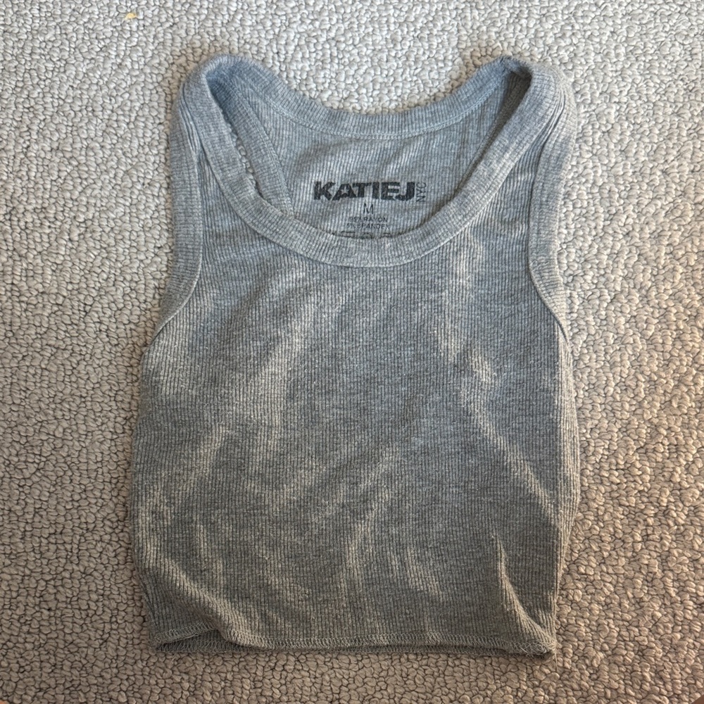 Katie J NYC Heather Gray Ribbed Tank